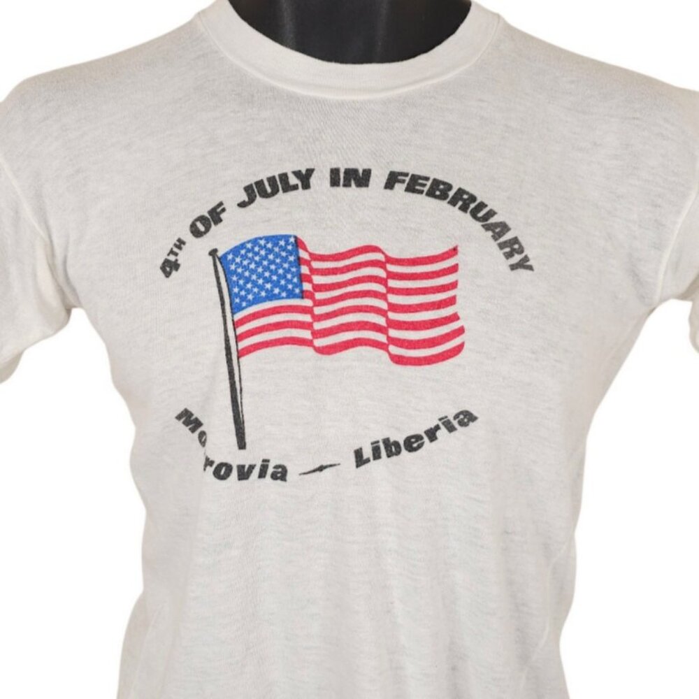 Vintage Peace Corps T Shirt Mens Size XS White 70s 80s Monrovia Liberia